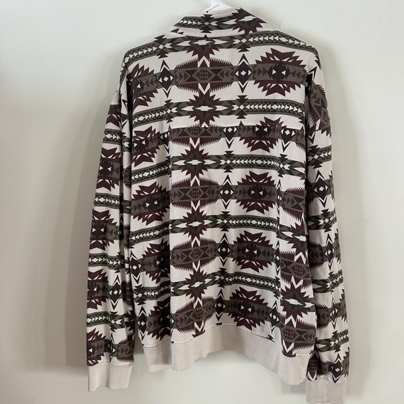 Men's Ariat Printed Overdyed Aztec Print Sweater Pullover Large Cream Maroon - Picture 2 of 9